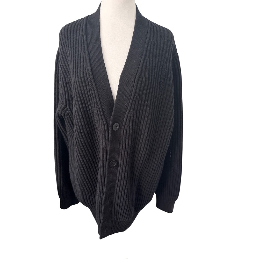 Vince Black Ribbed Knit Shawl Collar Cardigan Sweater Women M